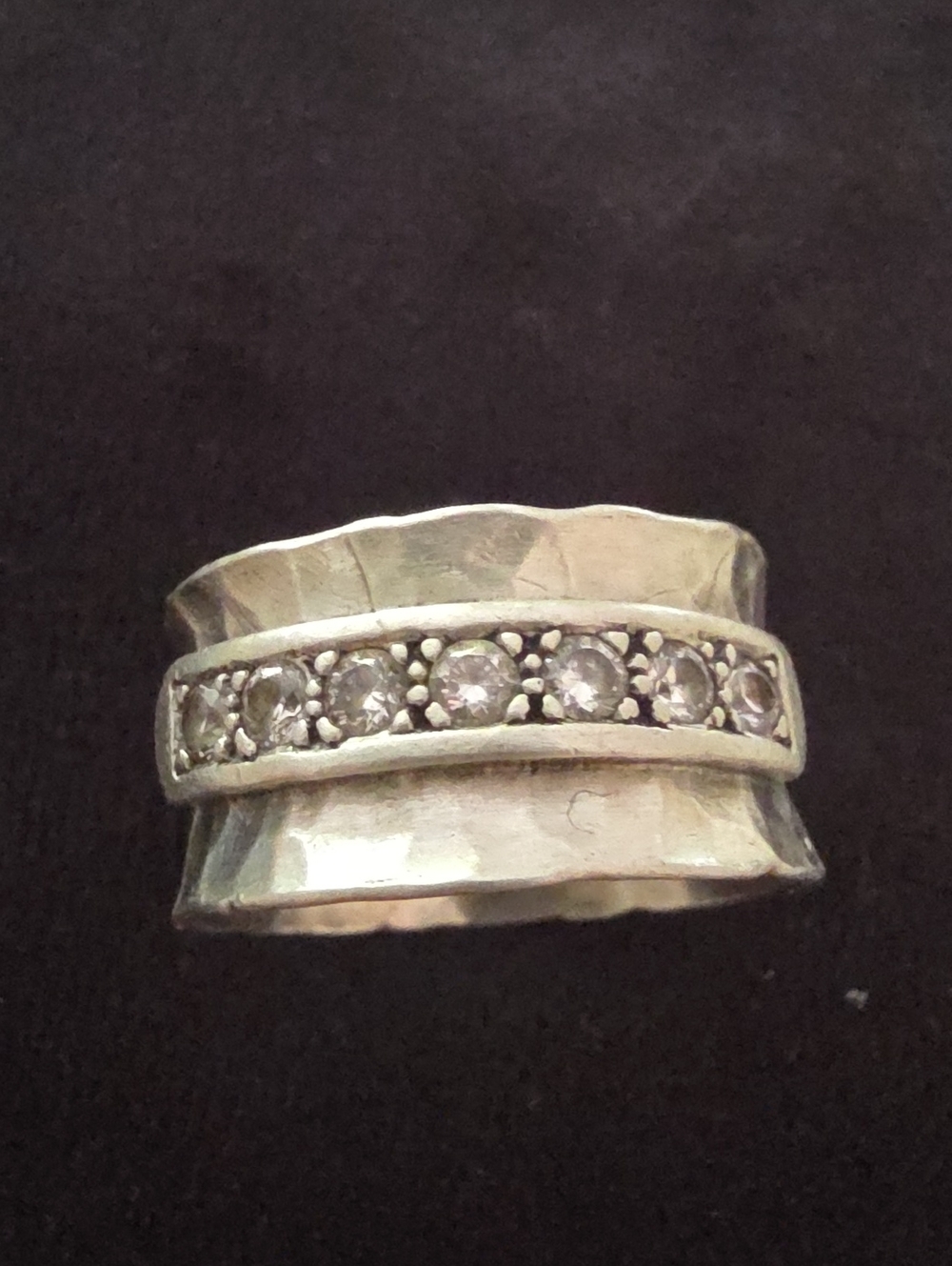 Sterling Silver CZ Accent Wide Band Ring - Sterling silver sz 8
